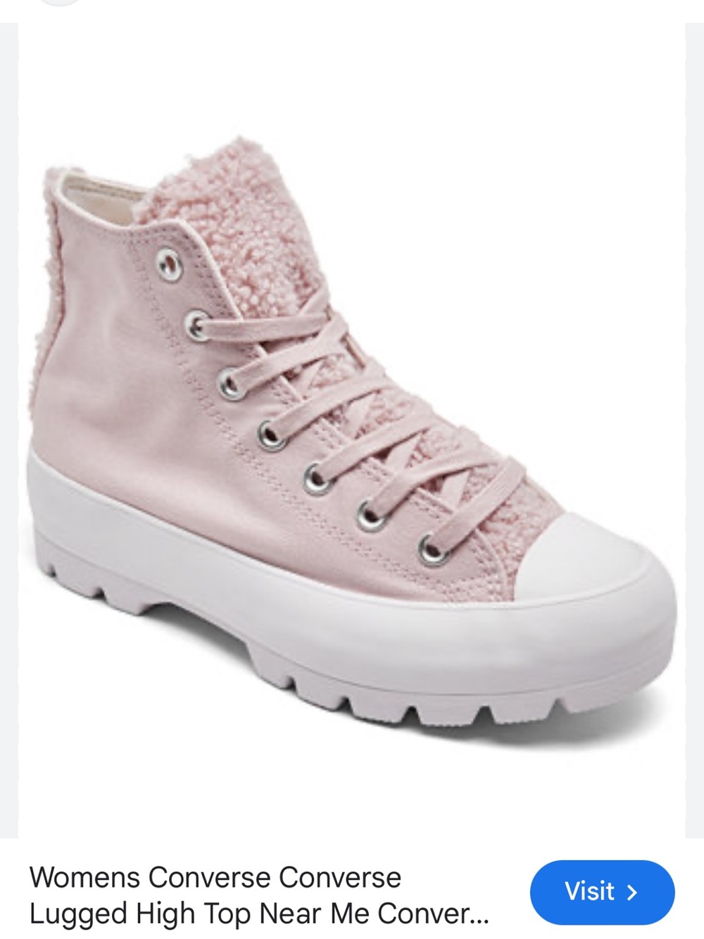 Converse Women's High Top Lugged Sneaker in Light Pink